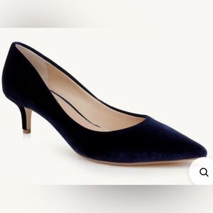 Badgley Mischka Navy Pointed-Toe Kitten Heel Pump